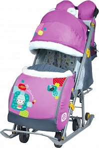 Коляска комбинированная - Ника детям 7-2, коллаж-снеговик, орхидея (Ника, НД7-2 КОЛЛАЖ-СНЕГОВИК ОРХИДЕЯsim)